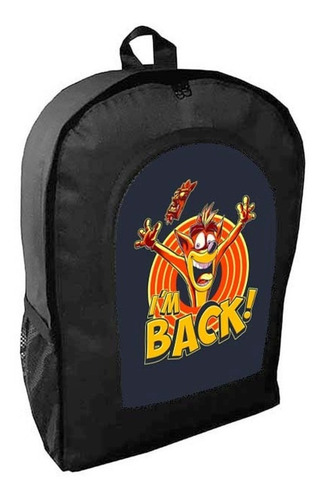 Mochila Negra Crash Bandicoot Adulto / Escolar A24