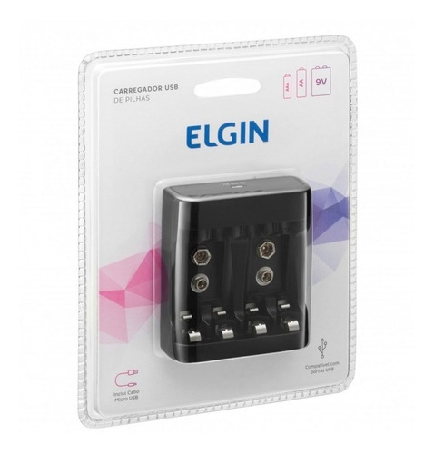 Carregador De Pilhas E Bateria Scusb Preto - Elgin