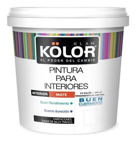 Pintura Para Interior Blanco Mate 1/4 Galón