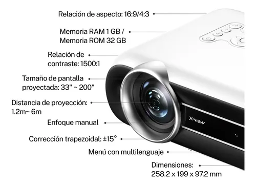 Proyector Smart Pjx600 Pro Android 9.0 Wifi Bluetooth X-view
