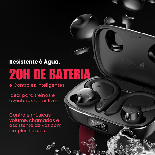 Fone Bluetooth 4leader Sem Fio - Cancelamento De Ruído, Som Hd, Bateria De Longa Duração, Resistente À Água, Microfone, Touch, Esportivo, Compatível Com Android E iPhone