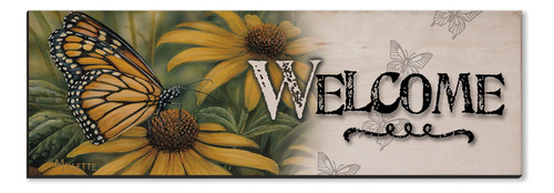 Wgi-gallery Welcome Wall Art - Mariposa Monarca - 12 X 4 Pul