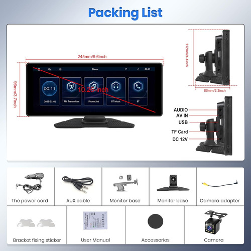 Radio Auto Portable Carplay Android Camara 10.26
