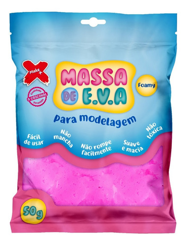 Massa De Eva Para Modelar Make+ Pacote 50g Cor Rosa