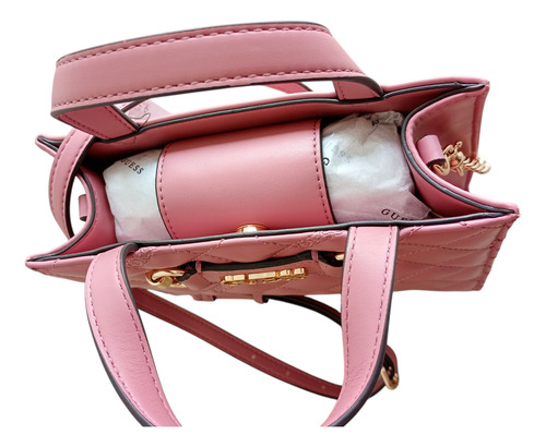 Original Bolsa Guess Crossbody Rosa Lila Rosa Lisa Oro Rosa