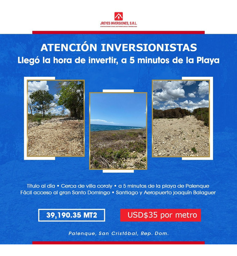 Vendo 39,190.35 Metros De Terreno En Palenque, San Cristóbal, República Dominicana