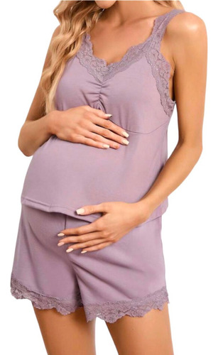Pijama Maternal 2 Piezas Amplio Y Cómodo Cintura Ajustable