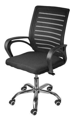 Cadeira Para Escritório Preta Giratória 360° C/ Roda Cor Preto