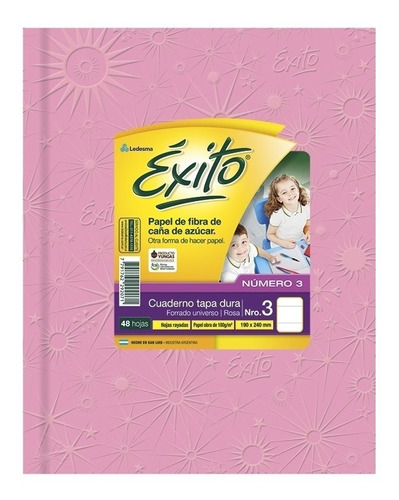 Cuaderno Tapa Dura N3 48h Exito Rayado Rosa Rayuela