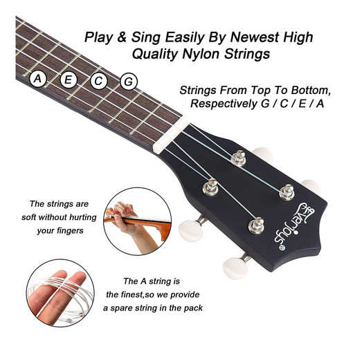 Ukelele Everjoys Soprano De 21 Pulgadas Con Afinador Lesson