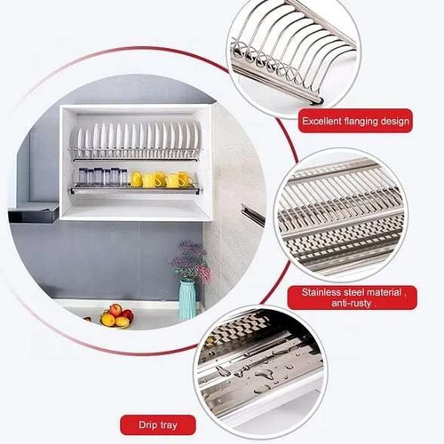 Imagen 8 de 8 de Locero Escurridor Porta Platos 100% Acero Inox F8114 - 60 Cm