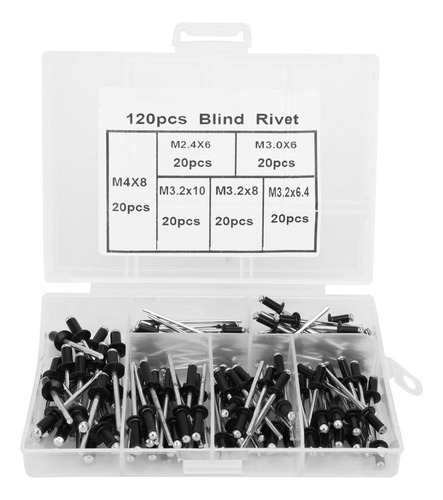 Kit Blind Rivet 120pcs Rivets Alumínio Fastener M2.4