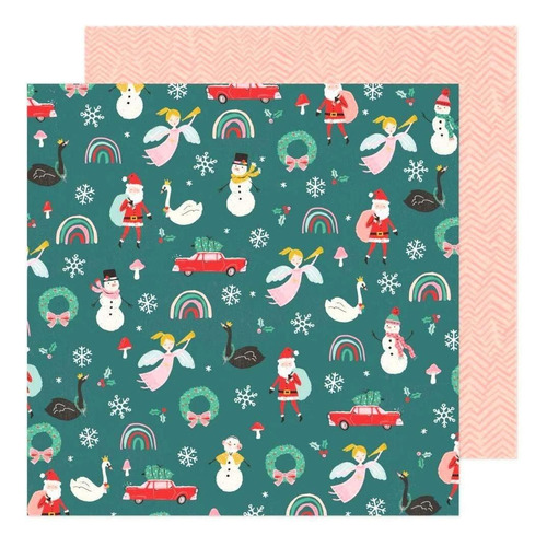 Hey Santa Papel Estampado Doble Cara Muñeco Nieve Scrapbook