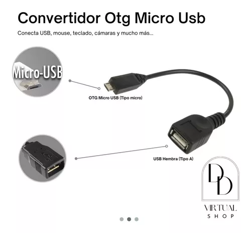 Cable Convertidor Adaptador OTG Micro USB Macho a USB Hembra