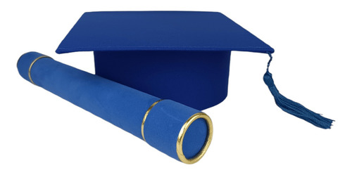 Capelo E Canudo De Formatura Azul Royal Adulto Lp Formaturas