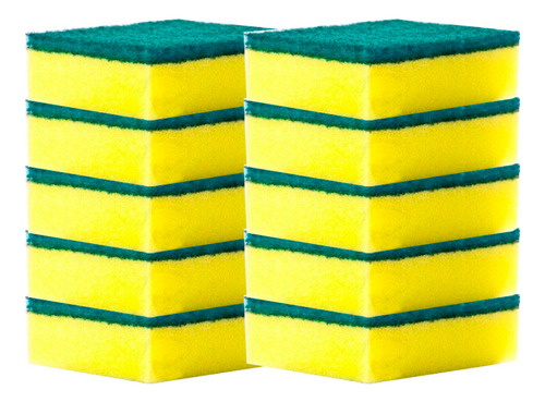 Pack 10 Esponjas Amarilla/verde Multiuso