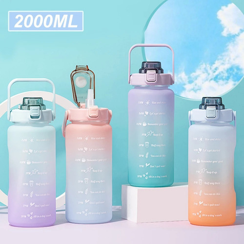 Pack 50 Vasos Para Agua Motivacionales Deportivos 2 Litros Surtidas