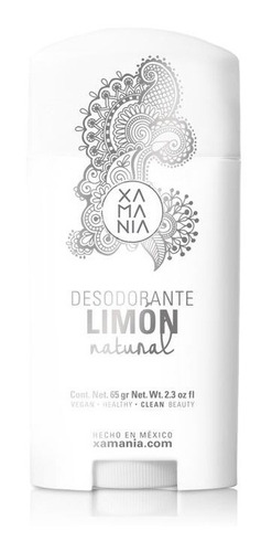 Desodorante Limón Barra 65g Xamania Vegan Sin Parabenos 