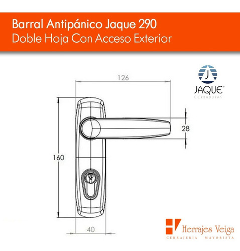 Imagen 5 de 10 de Barral Antipanico Jaque 290 Doble Hoja Con Acceso Exterior