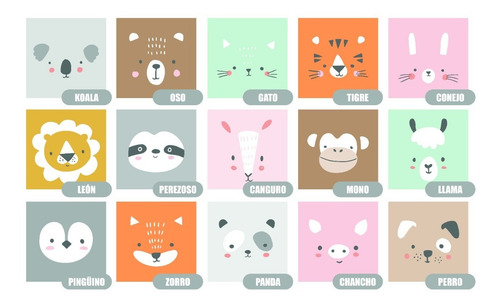 Imagen 6 de 10 de Cuadros Decorativos Infantiles Animalitos Nordicos Frases