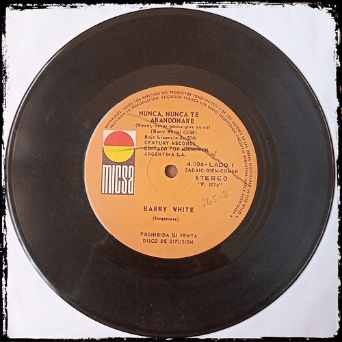 Barry White Never Never Gonna Give Ya Up 1978 Vinilo Single