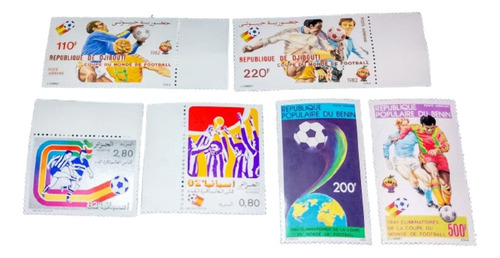 3 Series 2 Estampillas Mundial 82 ( Benin Argelia Djibouti)