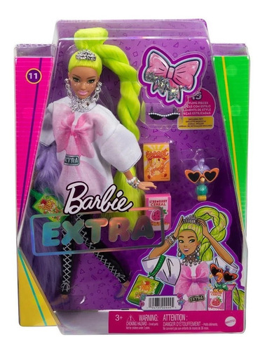 Boneca Barbie Fashion Extra Cabelo Verde Neon Hdj44 Mattel