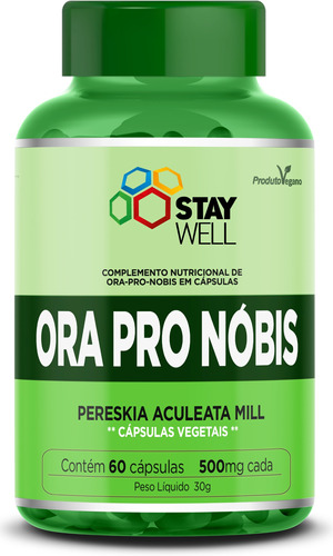 Ora Pro Nóbis 500mg - Fórmula Exclusiva Com Cápsulas Vegetais 100% Puro - 60 Cápsulas