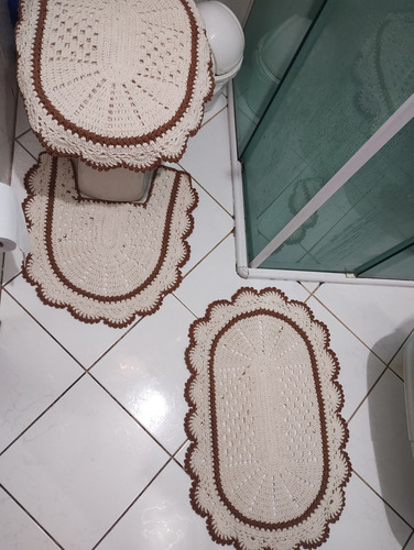 Jogo De Banheiro Em Crochê Com 3 Peças