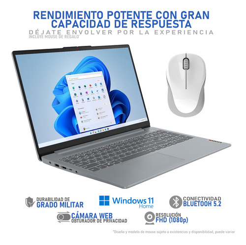 Laptop Lenovo Ideapad Core I5 8gb 512gb 15.6 Español Mouse