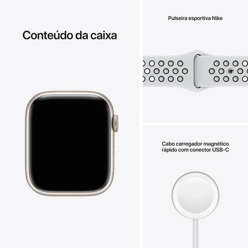Apple Watch Nike Series 7 Gps 45mm Estelar Alumínio Nike
