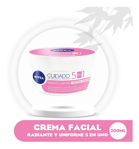 Crema Facial Nivea Aclarado Natural 5 En Uno 200 Ml