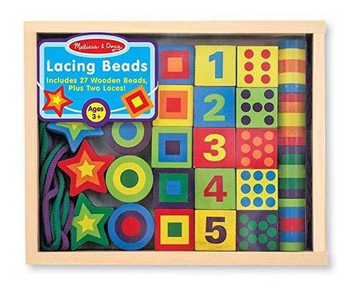 Melissa & Doug Perlas Cordón De Madera En Una Caja (juguetes