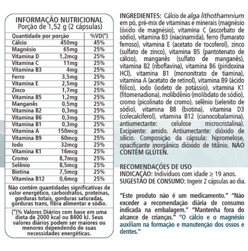 Calmais Alga Lithothamnium + D Clinicmais, 60 cápsulas sabor sin sabor