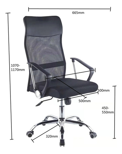 Cadeira De Escritório Ergonômica Estofado Sintético E Mesh