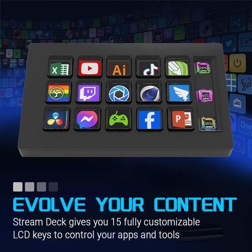 M Stream Deck, Teclado Lcd Visual Personalizado Con 15