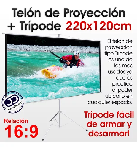 Pantalla Telón + Trípode, Proyector Video Beam, 220x120 16:9