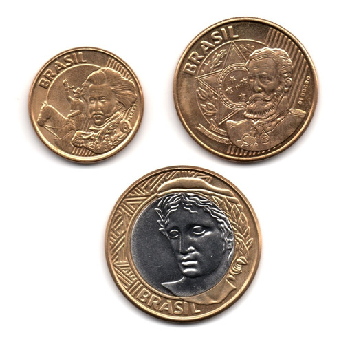 Brasil Trío De Monedas: 10, 25 Centavos Y 1 Real 2003 A 2011