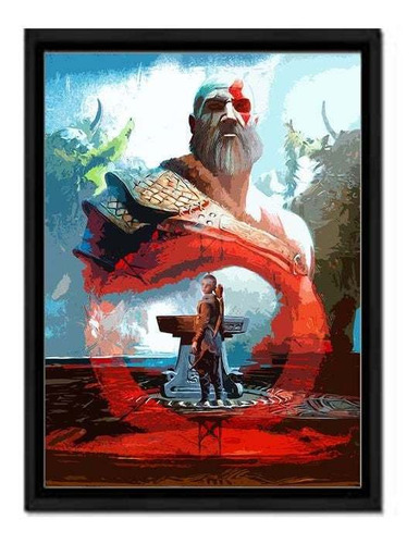 God Of War - Cuadro (30 X 40 Marco Negro)