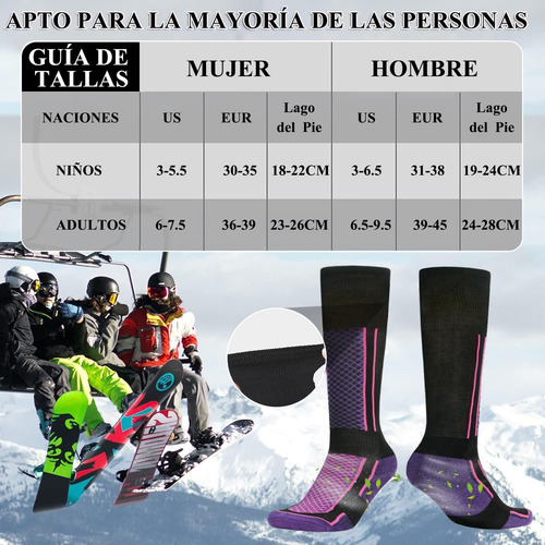 2 Pares Calcetines De Nieve, Alta Elasticidad Y Durabilidad