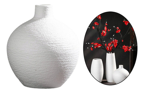 Centro De Mesa Florero Flores Sala De Estar Blanco 15x16cm