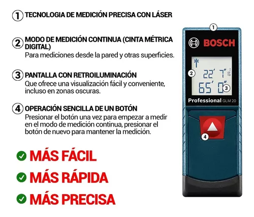 Medidor Laser D Distancia Cinta Metro Digital 20mts Bosch