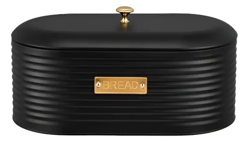 Porta Pão Cozinha Padaria Metal Armazenamento De Pães Cor Preto Friso