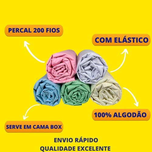 30 Lençol Casal C Elástico Percal 100 % Algodão 200 Fios