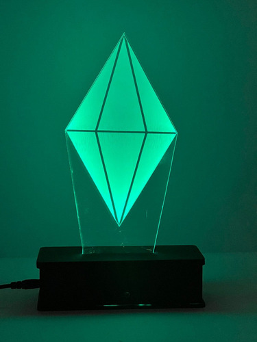 Luminária Led 3d, The Sims, 16 Cores+controle Cúpula 16 Cores Estrutura Preto