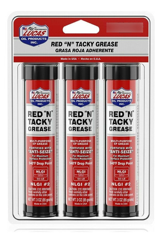 Lucas Oil 10318 Red N Tacky Multi-pack (3) 3 Ounce Tubes Aaf