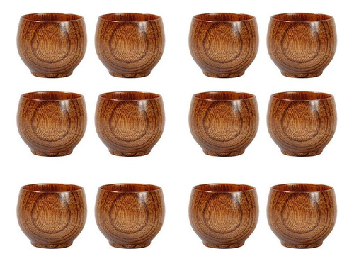 12x Mini Taza De Madera Natural Hecha A Mano