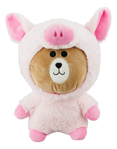 Urso Fantasiado Porco 30cm Pelúcia Cor Rosa