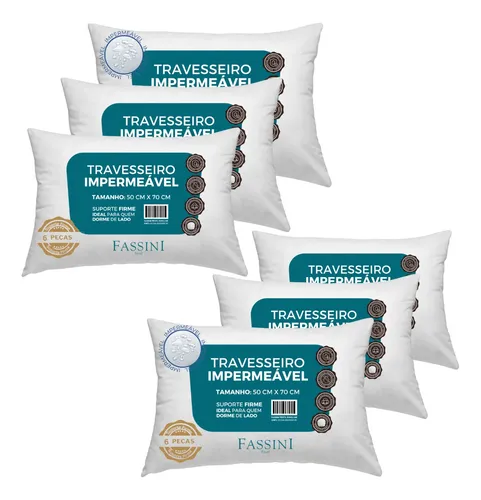 Kit 6 Travesseiros Antialérgico Impermeável 50×70 Lavável