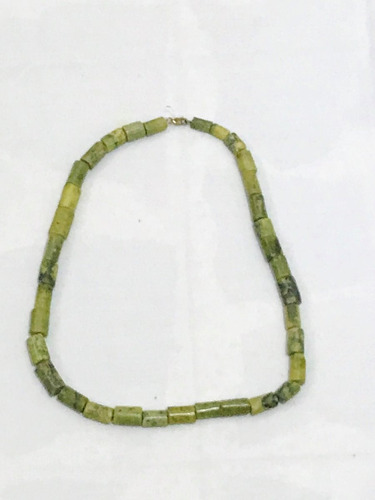 Collar Piedras Naturales Verde Amarillo, Broche D Plata 45cm